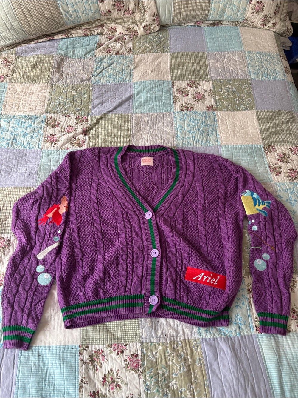 Prettie Pixie Ariel Little Mermaid inspired embroidered cardigan size XS/S